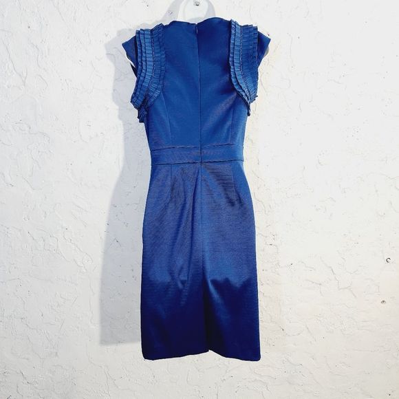 REISS sleeveless front ruffle detail midi cocktail dress size 2 - Picture 3 of 16